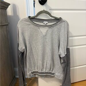 Splendid Gray Colorblock Long Sleeve Top